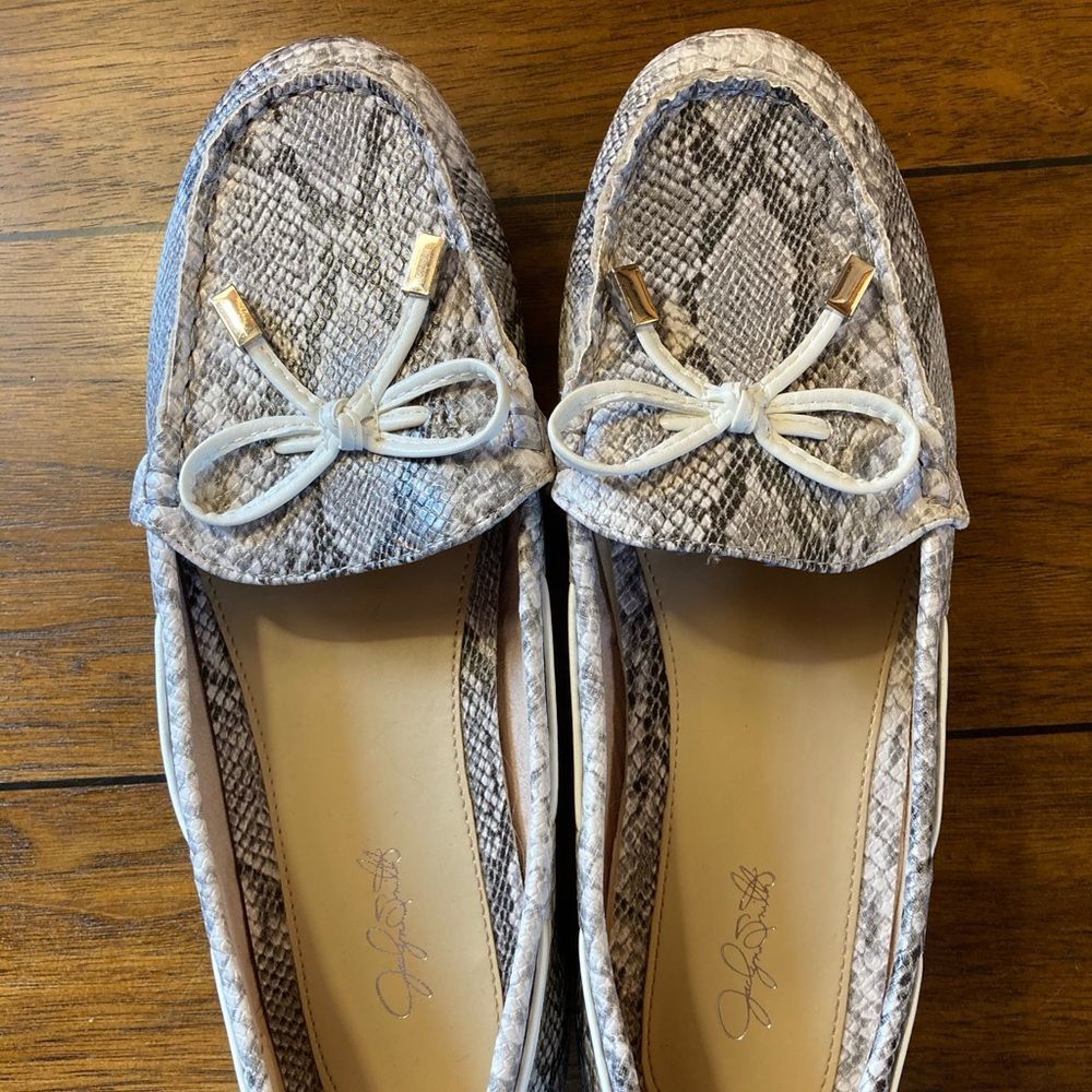 Grey Faux Snakeskin Flats